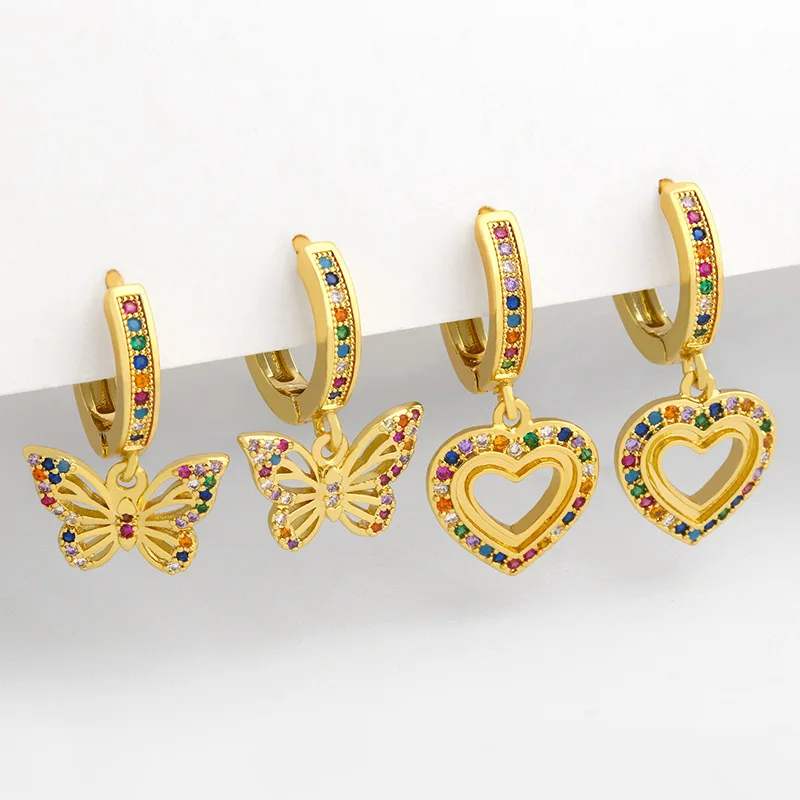 

New Fashion Exaggerated Personality Creative Heart-Shaped Ladies Earrings Simple Hollow Butterfly Love Tassel Earrings Jewelry