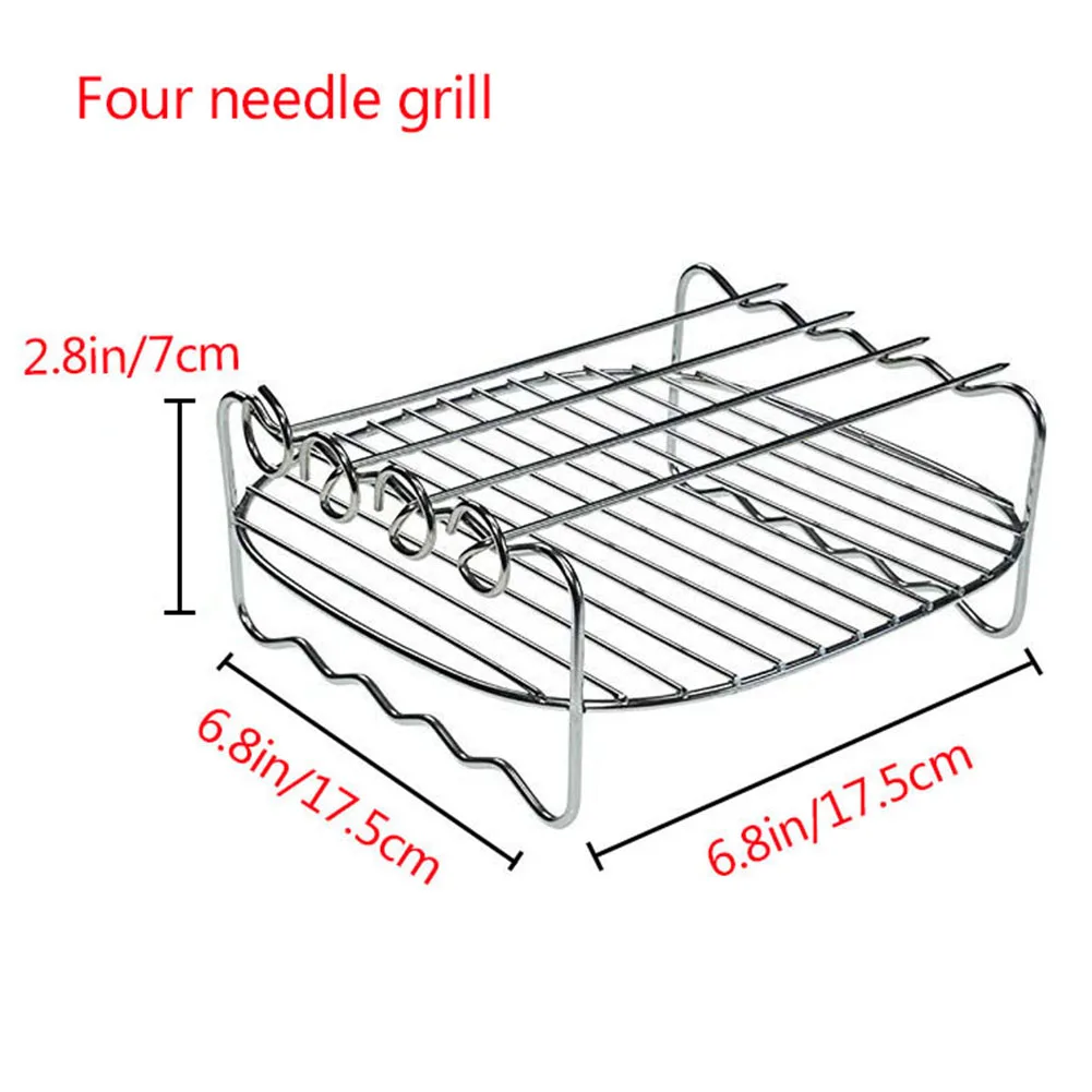 

Skewer Racks Air Fryer Stainless Steel Baking Tray BBQ Rack 7/8inch Baking Basket Double Layer Cooking Tools For HD9232