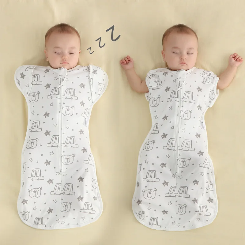 

Infant Cotton Anti-startle Swaddle Towel Baby Holding Quilt Surrender Swaddling Sleeping Bag with Sleeves Extended Four Seasons