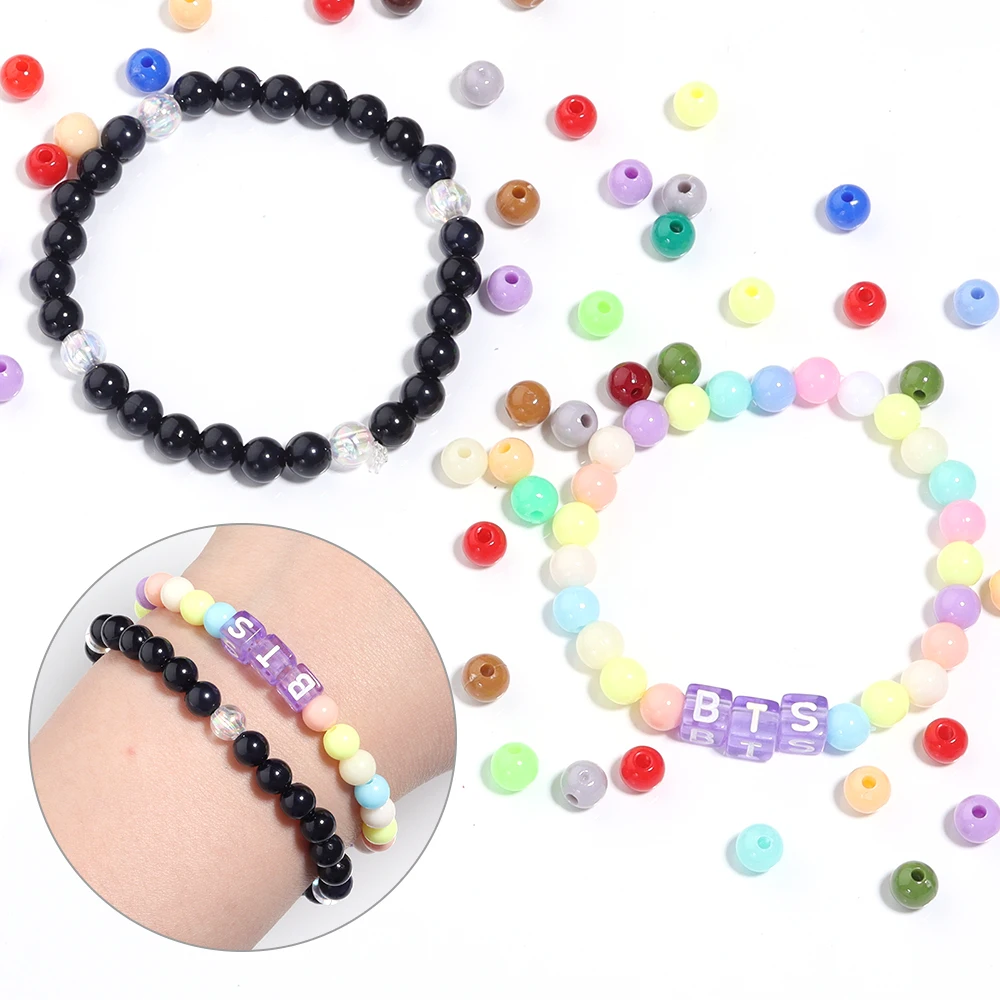 100 шт. 6 мм непрозрачные разноцветные акриловые пластиковые бусины