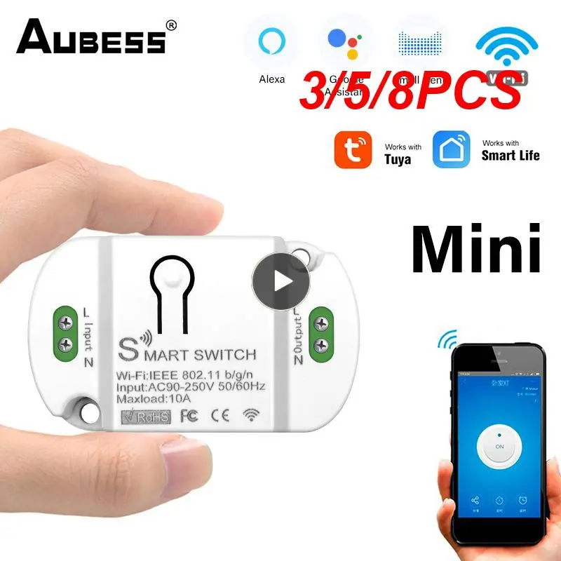 

3/5/8PCS Smart Life Smart Switch Tuya Breaker Module Timer Wifi 10a Wireless Switches Work With Alexa Google Home Smart Home