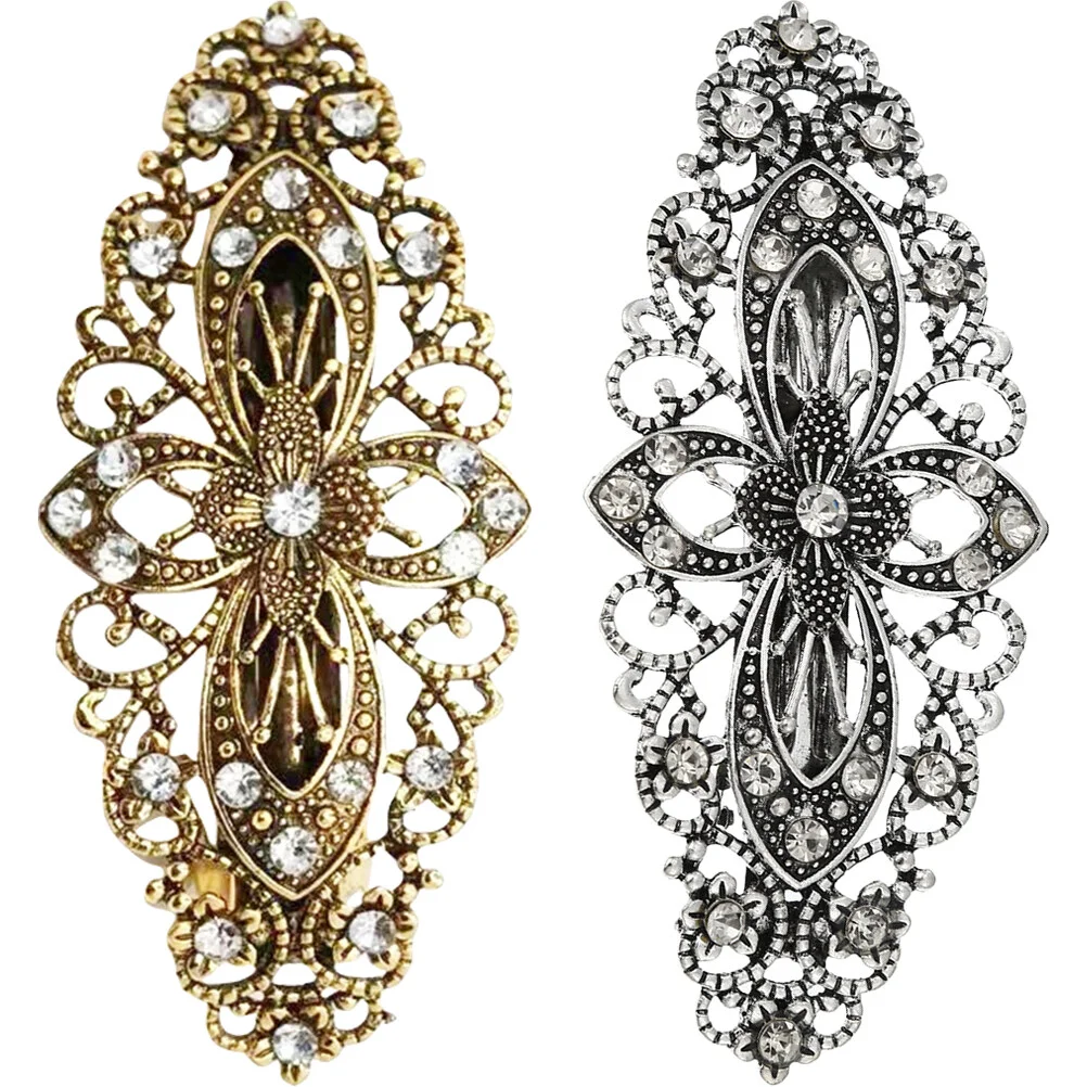 

2 Pcs Hairpin Vintage Clip Floral Accessories Women's Hair Accessoriess Women Alloy Clips Women's