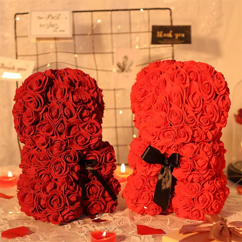 

High Quality Roses Bear Without Gift Box Red Teddy Soap Foam For Christmas Birthday Days Wedding Guest Centerpieces