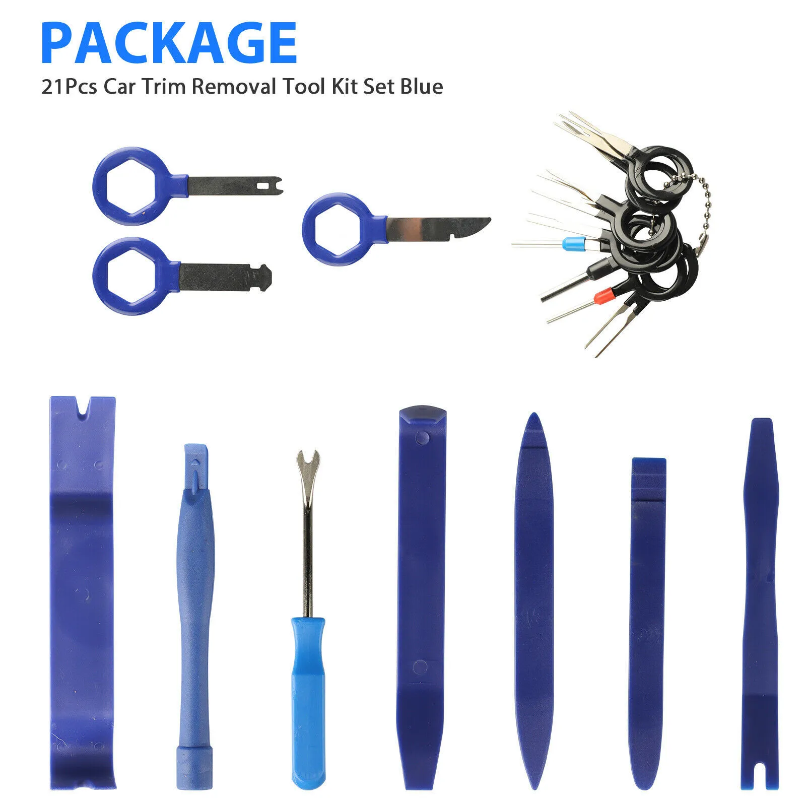 

21pcs Removal Tool Kit Set Removal Tool Kit Set Blue Car Panel Door Clip Fastener Pry Dashboard Removal Tool Kit High Quality