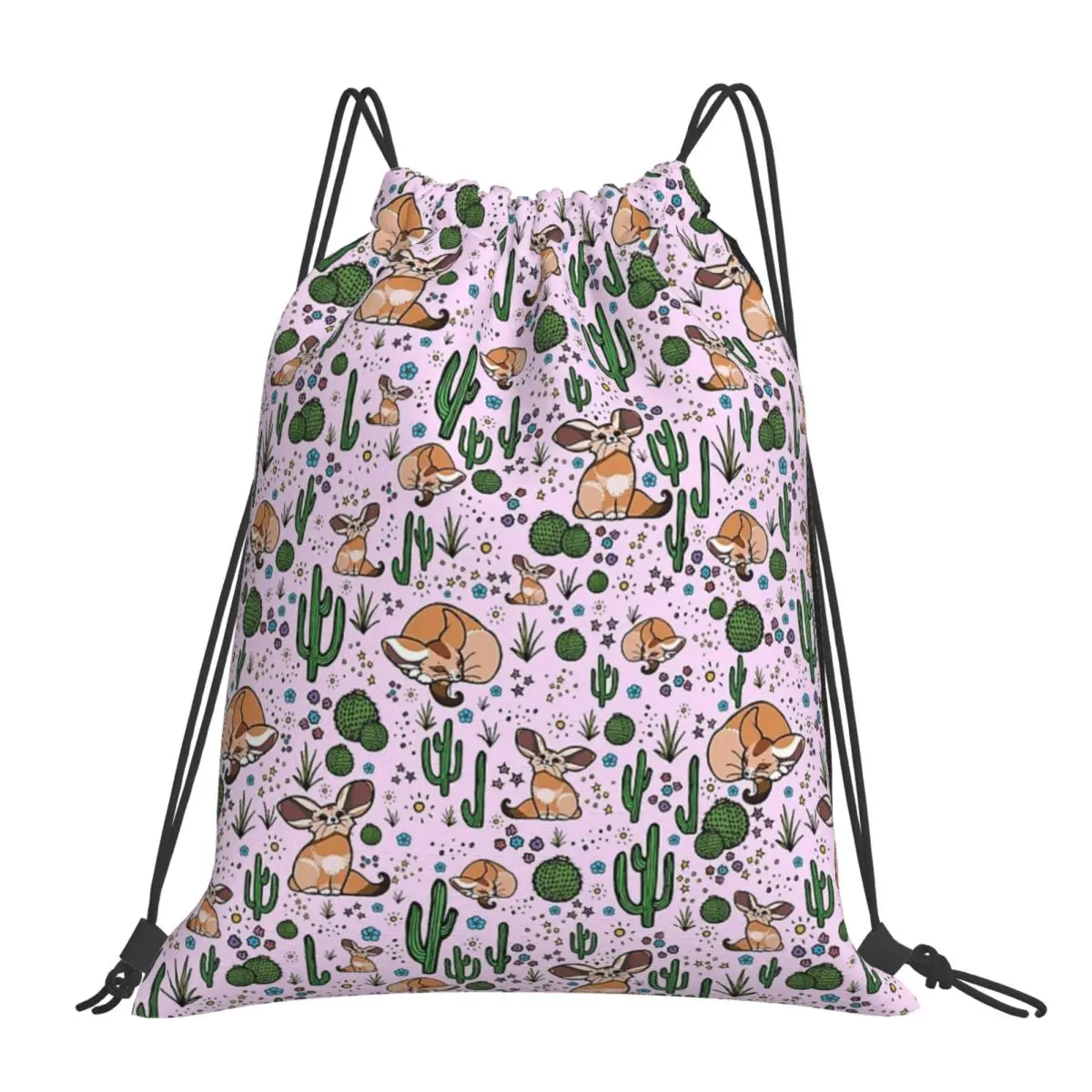 

Fennec розовые рюкзаки с изображением лисы, повседневные Портативные Сумки на шнурке, сумка на шнурке с карманами для обуви, сумки для книг для мужчин и женщин, для школы