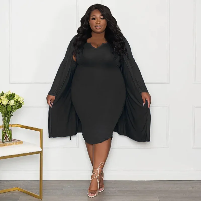 KEXU Женский комплект больших размеров с открытой строчкой макси-топ длинными