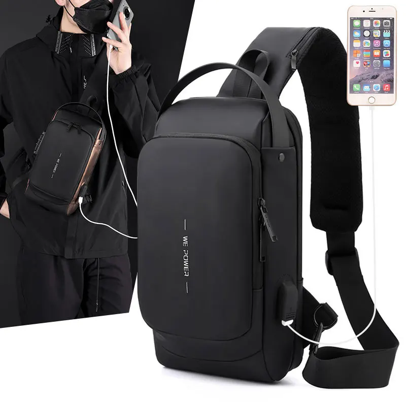 New men's Breast Bag anti-theft Combination Lock Motorcycle BaoChao Cool Ride My Stuff Back bag Inclined Shoulder Bag
