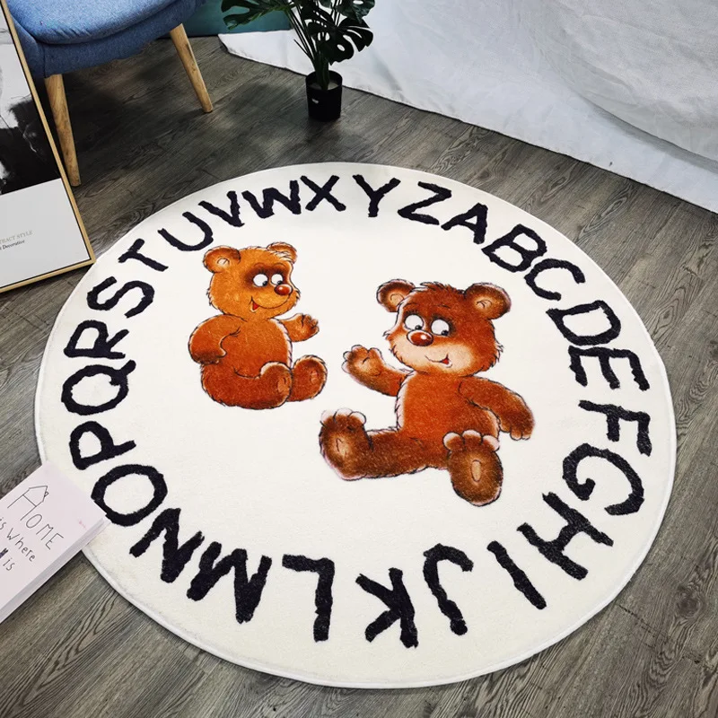 

Cartoon Round Children's Carpet Home Early Education Baby Crawling Mat Children's Room Lamb Velvet Floor Mat