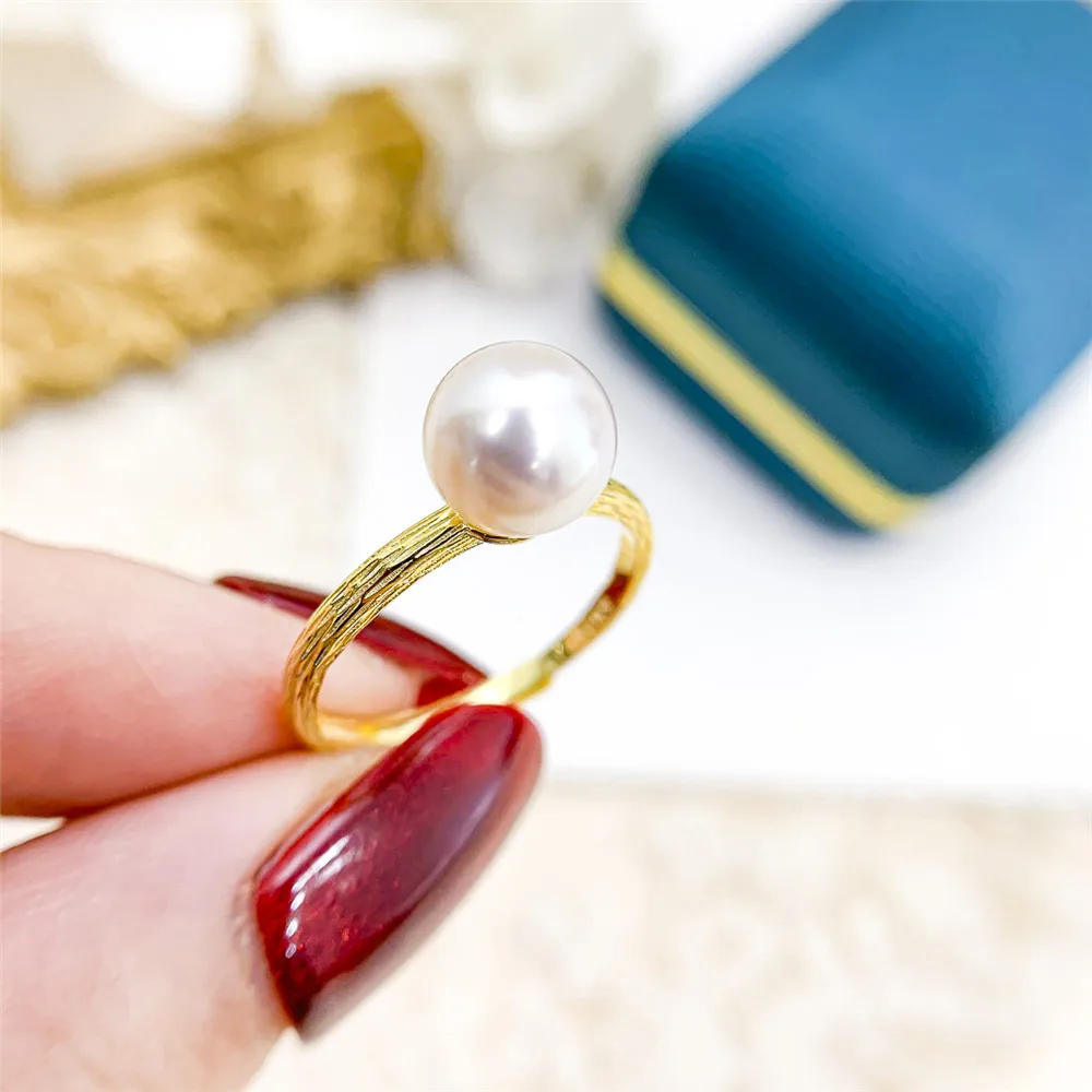 

DIY Pearl Accessories 925 Silver Pearl Ring Empty Holder Simple Fashion Pearl Ring Holder Suitable for Embedding 7-9mm Beads