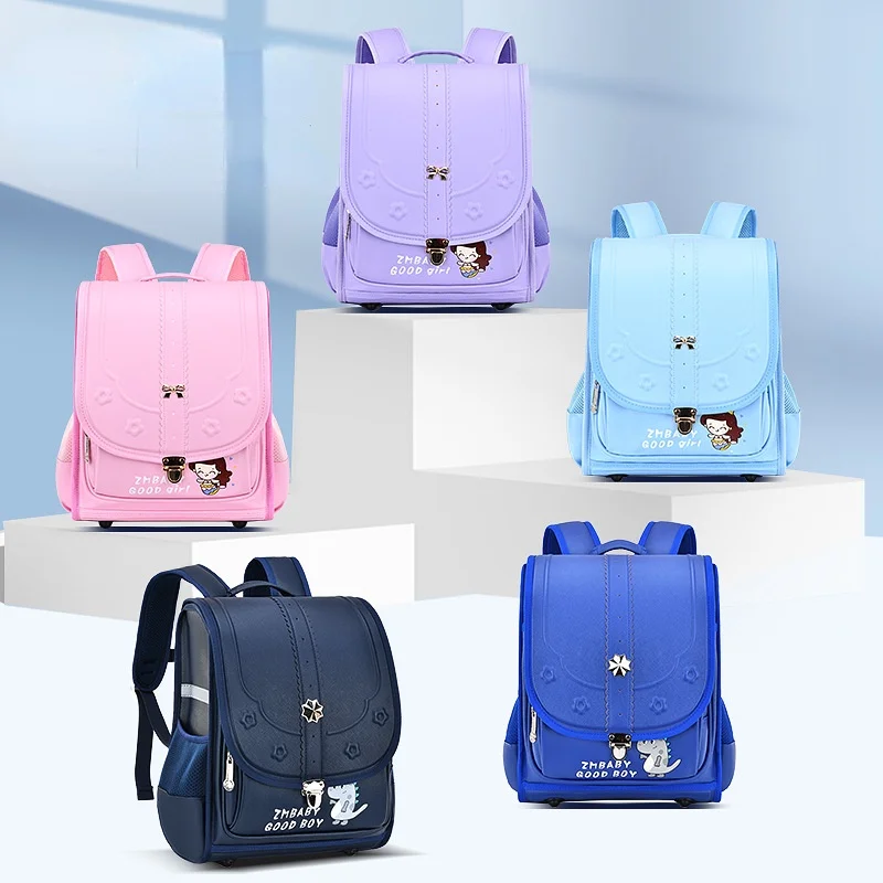 Primary Sweet Girl Boy Bow PU Fashion Large Capacity Backpacks for Students New Children Cartoon Dinosaur Mermaid Schoolbags