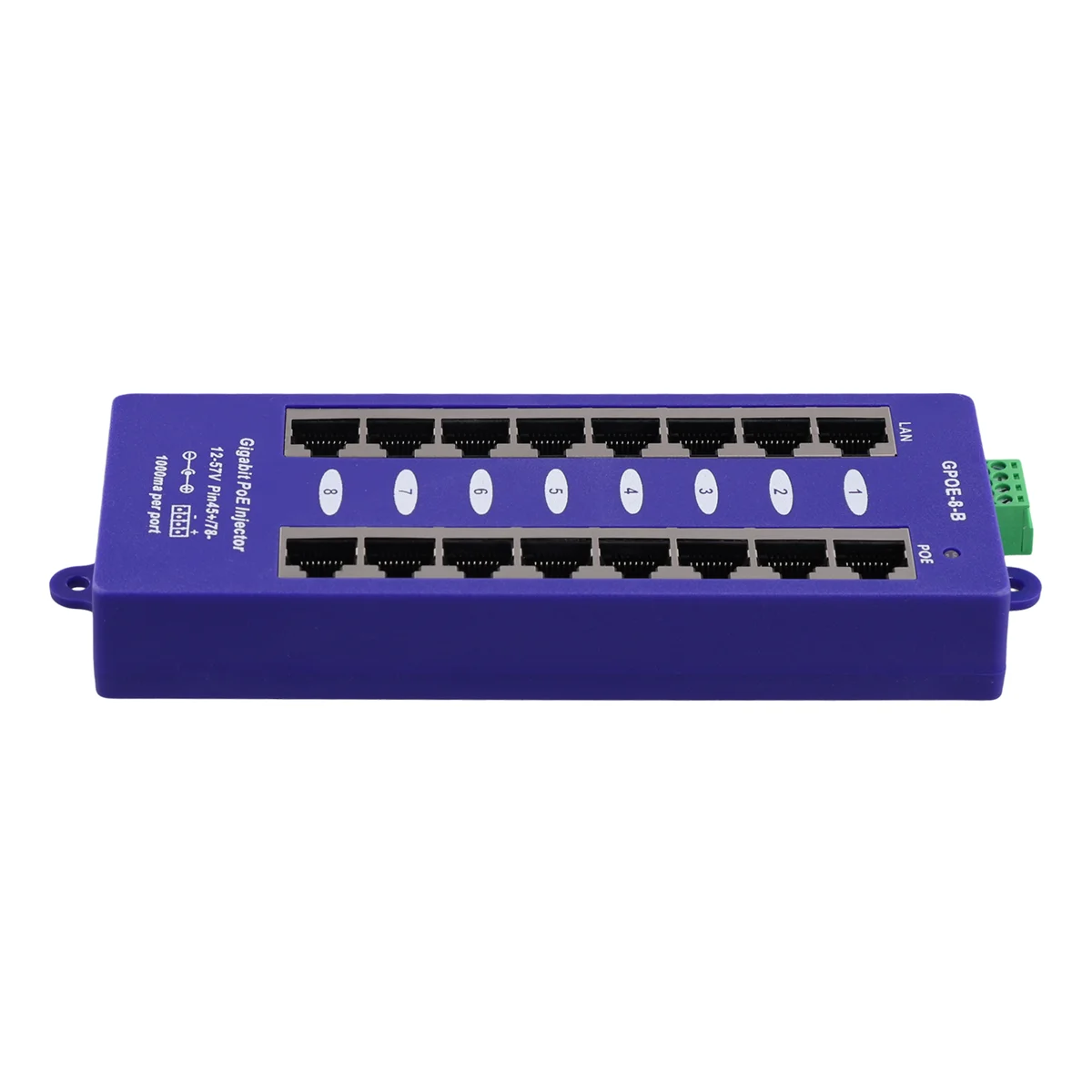 Фото ABGV Новый 802.3af Mid-Span PoE-инжектор, режим B (4/5+, 7/8-) Пассивный гигабитный 8-портовый PoE-инжектор для сетевых систем видеонаблюдения UBNT №3