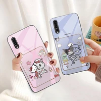 sanrio hello kitty kuromi my melody phone case tempered glass for huawei p30 p20 p10 lite honor 7a 8x 9 10 mate 20 pro
