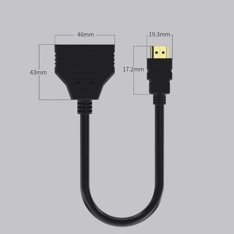 HD 1080P V1.4 Male To Double Female Adapter Cable 1 In 2 Out Converter Connect Cable HD-MI Compatible 2 Dual Port Y Splitter images - 6