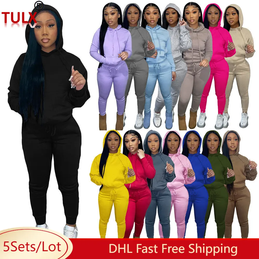 

Оптовая продажа женских осенне-зимних флисовых спортивных костюмов, худи с капюшоном, спортивные брюки, комплект из двух предметов, подходя...