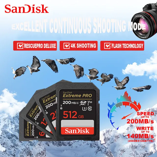 SanDisk Ultra Original SD card 32GB SDHC 64GB 128GB 256GB 512GB SDXC Class10 Memory Card C10 USH-1 Support for Camera Car DV SLR 4