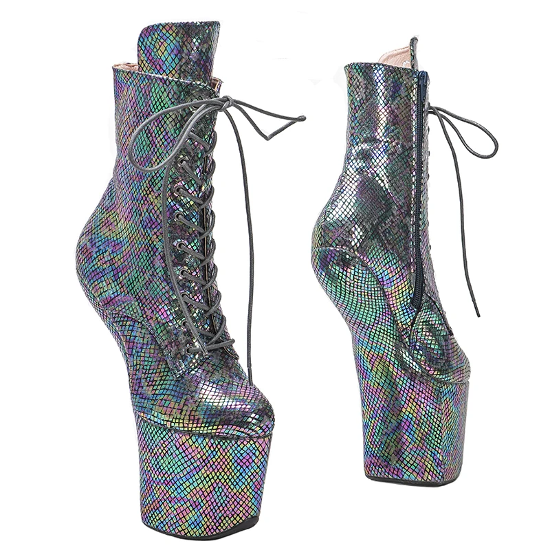 Leecabe PU Upper Platform Ankle Boots Sexy Exotic heelless pole dance shoes