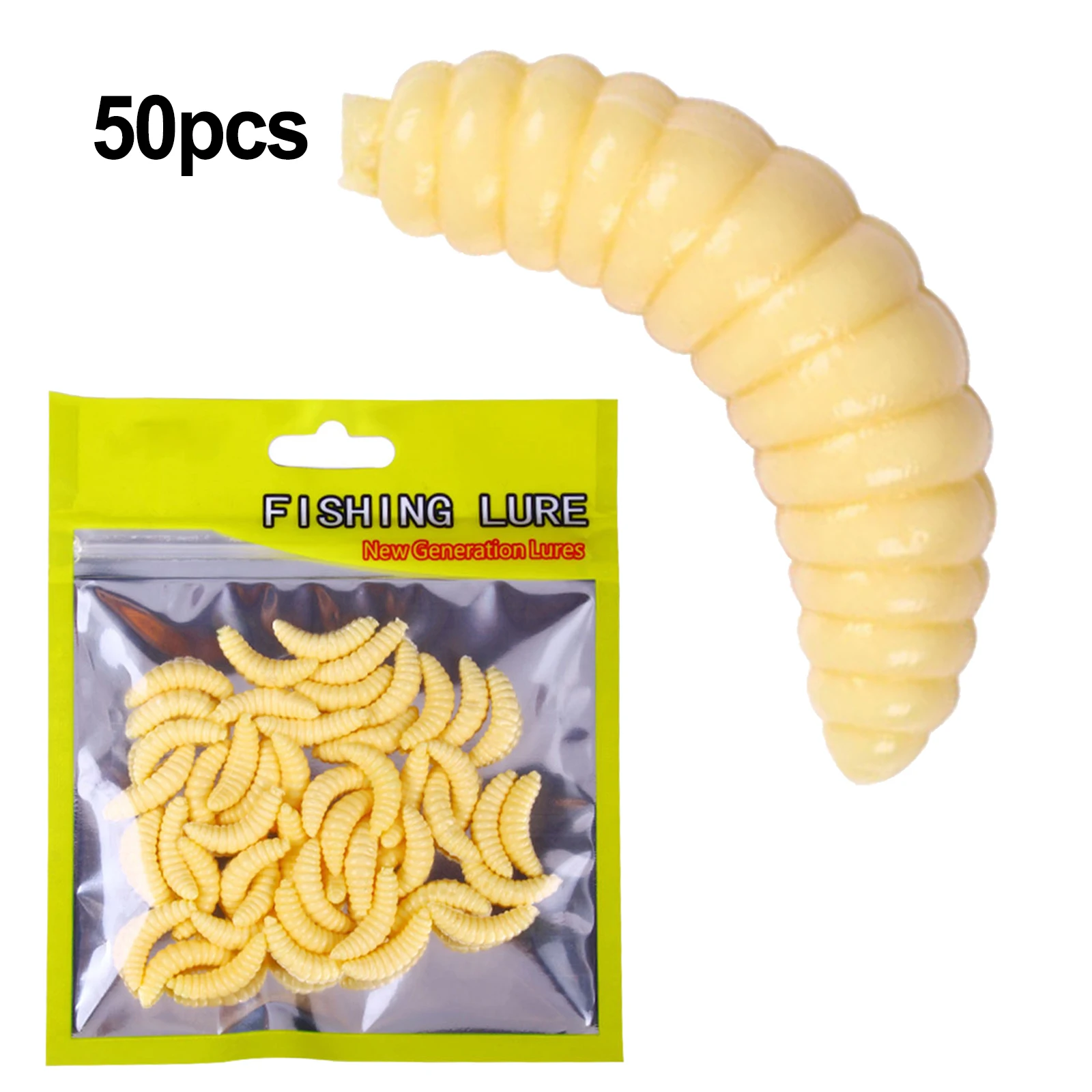 

50Pcs 2CM Fishing Lure Lifelike Worm Maggot Grub Soft Bait Silicone Artificial Bait Iscas Pesca Fishing Tackle Gear Accessories