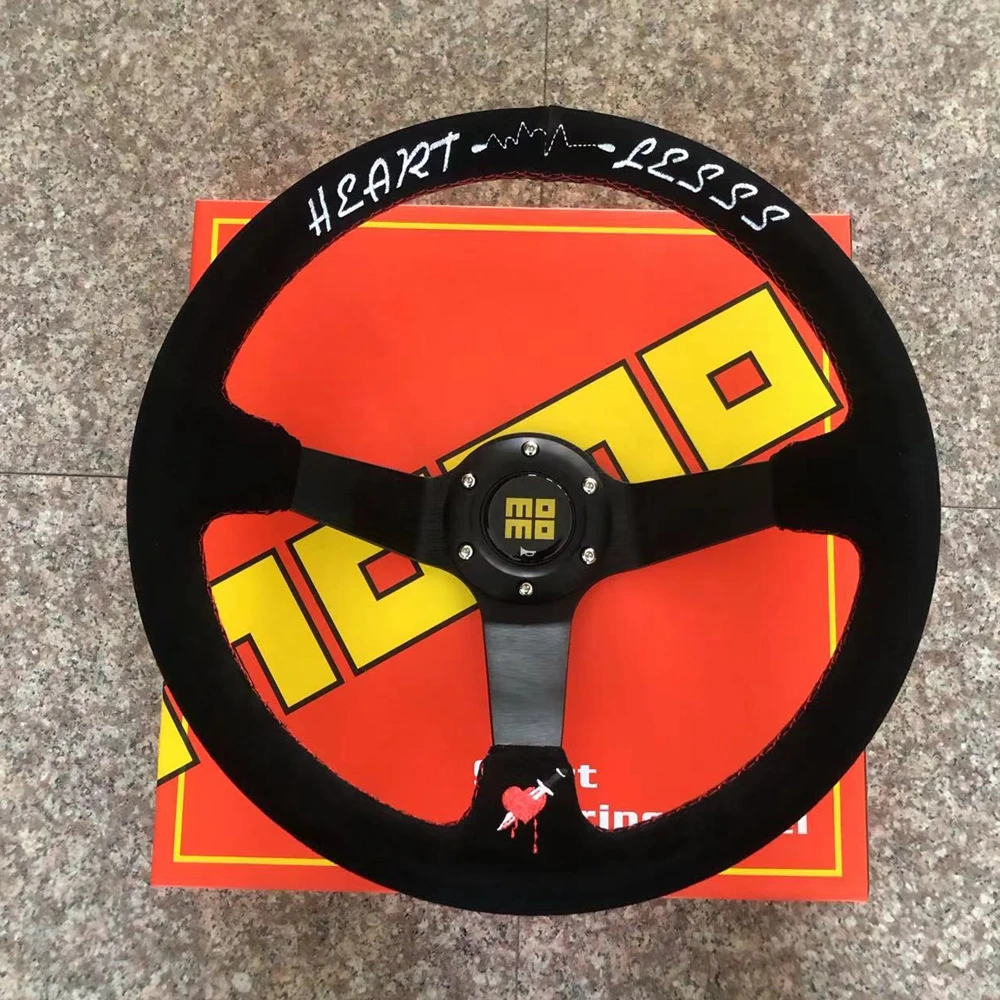 

Universal 350mm 14Inch MOMO Racing Steering Wheel Car Rally Suede Leather JDM Steering Wheel Volante For VW HONDA TOYOTA BMW JDM