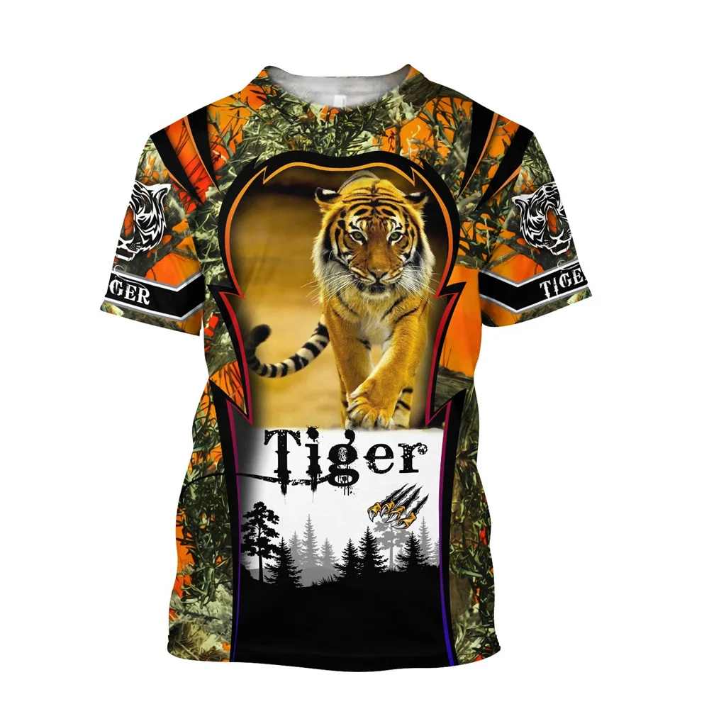 

Tiger Print Top For Men T-shirt Harajuku 3d Tee Apparel Animal Short Sleeve Clothing Summer Oversized Man Vintage Shirt Pullover