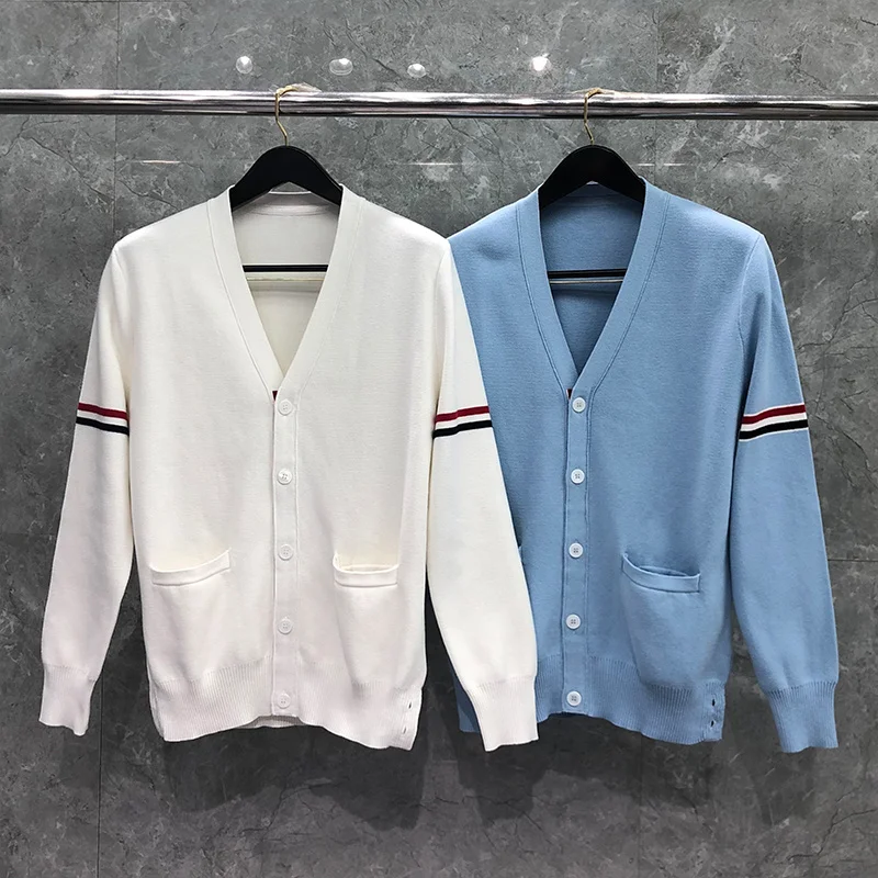 

Sweater TB THOM Women's High Quality Winter Slim Coat Fashion Brand Armbands Design Simple Tops V-Neck Cotton Casual Cardigan