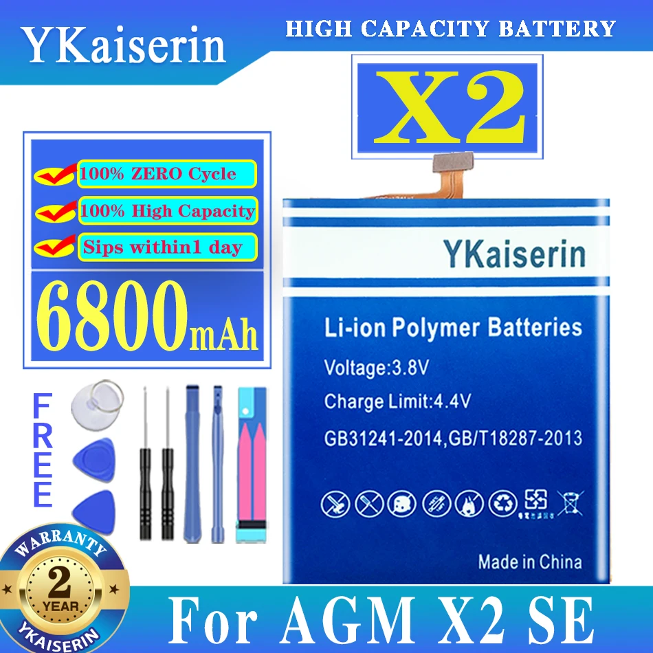 

YKaiserin For AGM X2 X2 SE Battery X 2 6800mAh Replacement Batteries + Free Tools