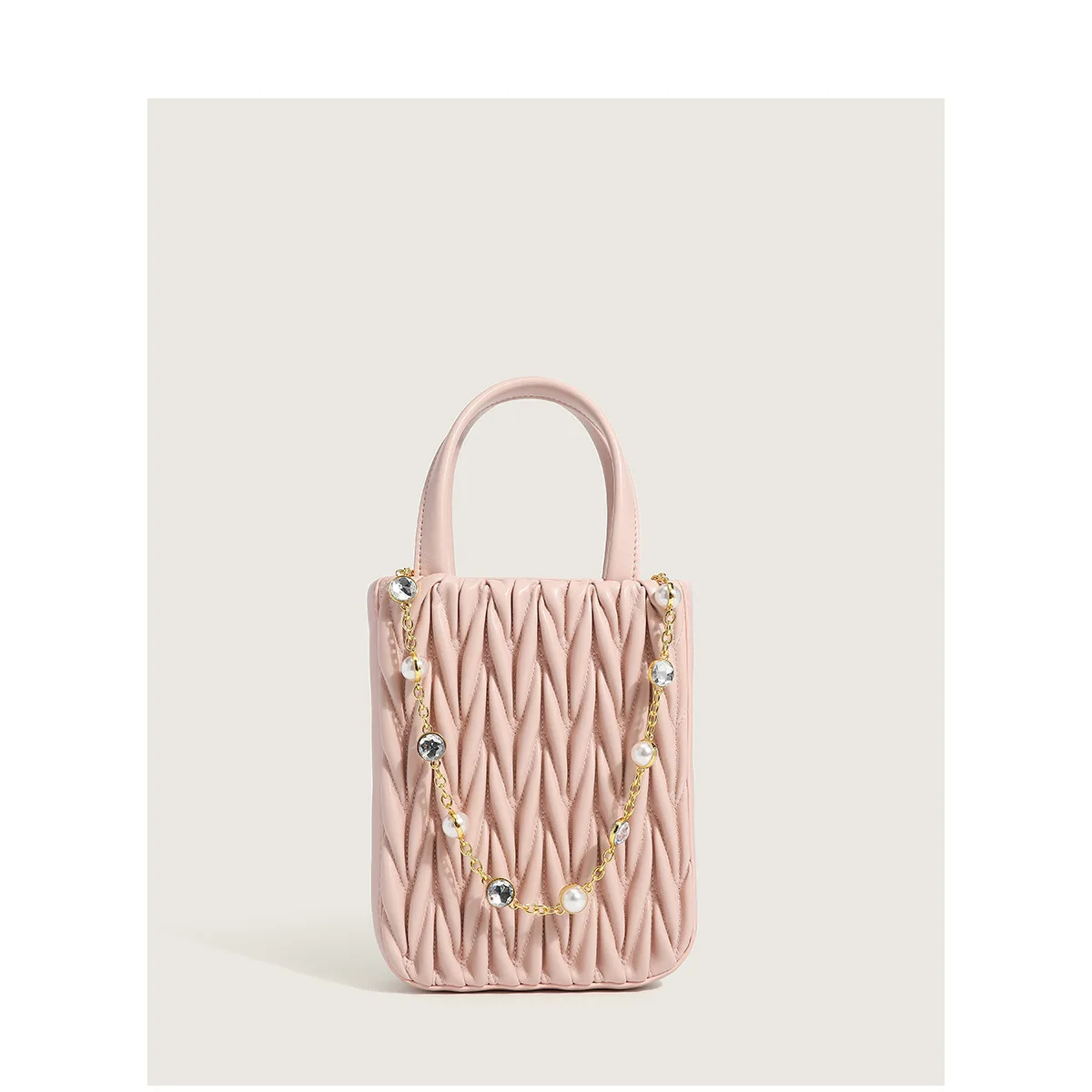 Женская плиссированная Сумка-тоут маленькая сумочка с цепочкой и жемчугом