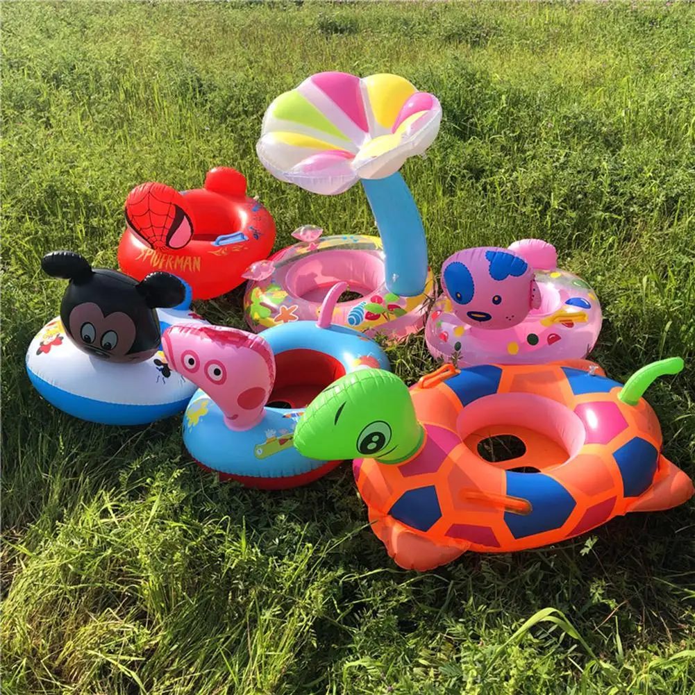 

Inflatable Boat With Float Seat Steering Wheel Enlarged Thickened Infant Swimming Ring Pool Float