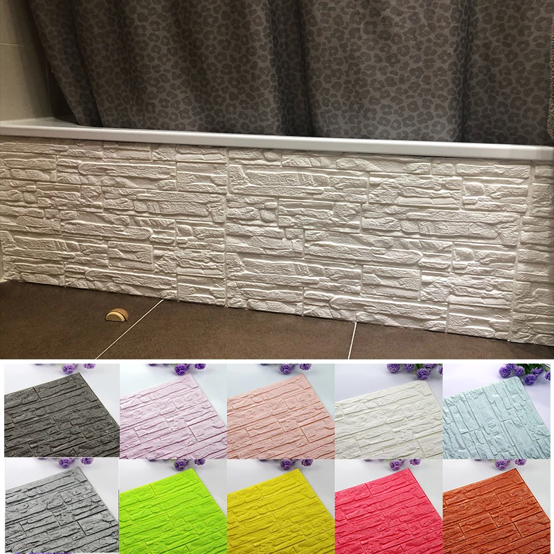 

3D Wall Stickers Self-adhesive Panels Foam Wallpaper Home Decor Living Room Bedroom Decoration Kids 3D Brick Sticker Wallpapers