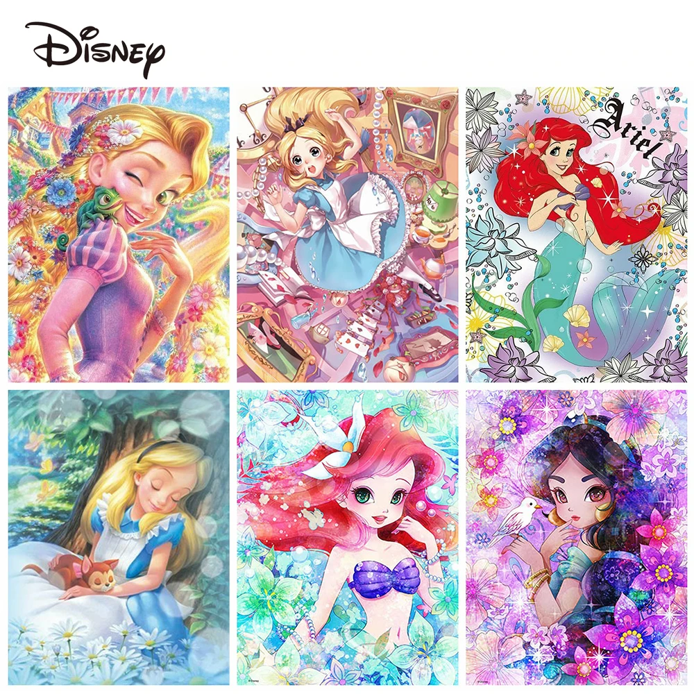 

Алмазная вышивка «Ариэль» Disney, мозаика с рисунком из мультфильмов, искусство Рапунцель, настенное украшение