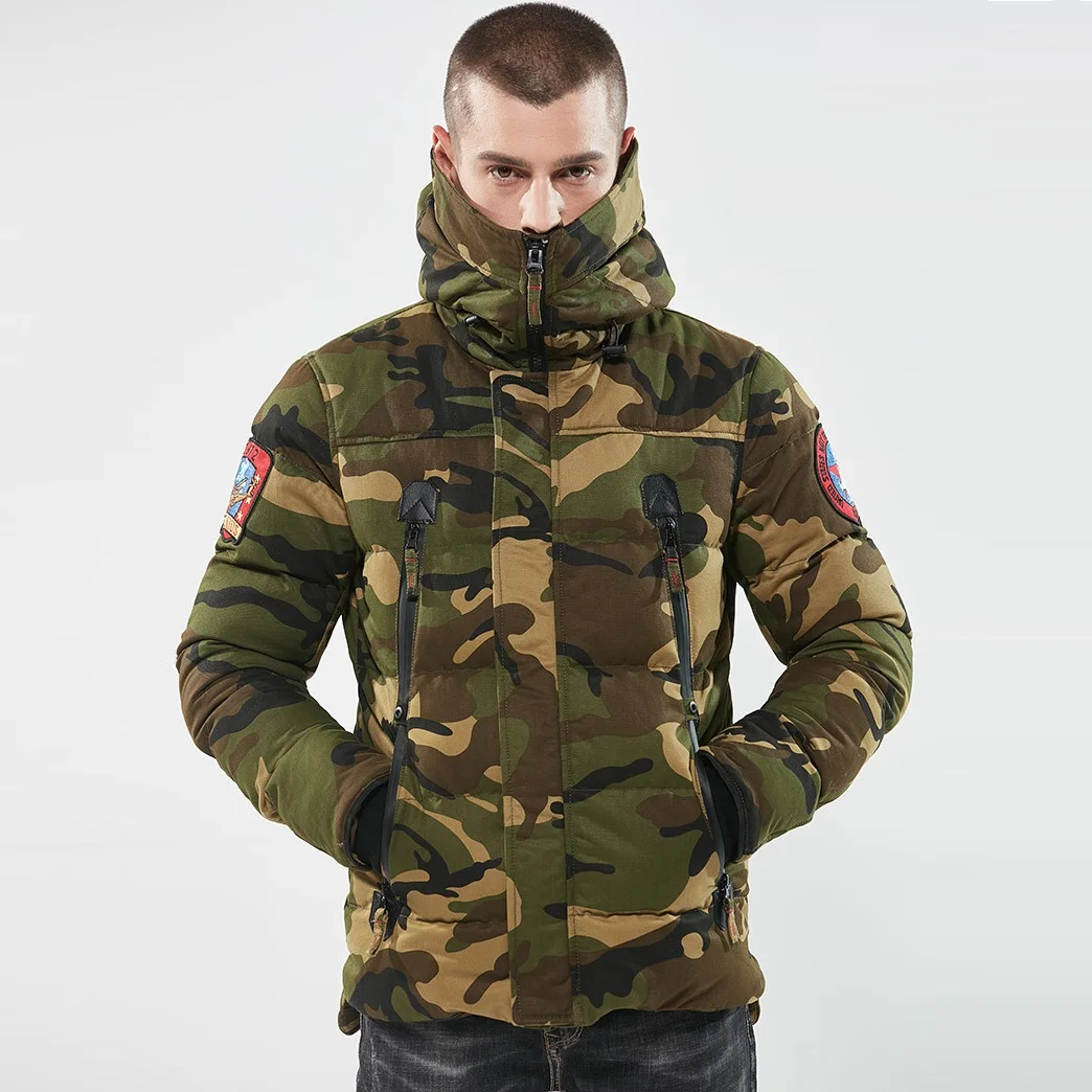 Men's Fashion Camouflage Thickened Warm Padded Jacket Autumn and Winter Military Outdoor Leisure Thickened Hooded Jacket