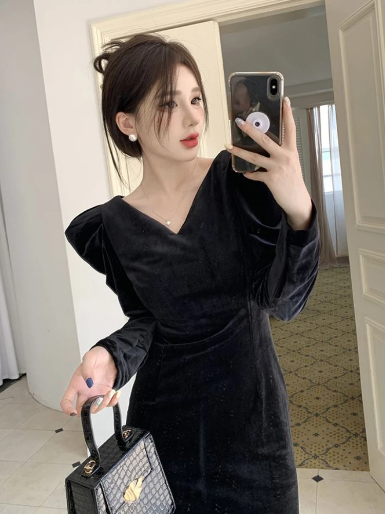 Женское винтажное платье макси элегантное во французском стиле с пышными