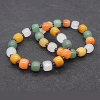 natural stone beads cylindrical beads bracelet men and women agate stone exquisite charm bracelet fashion adjustable jewelry