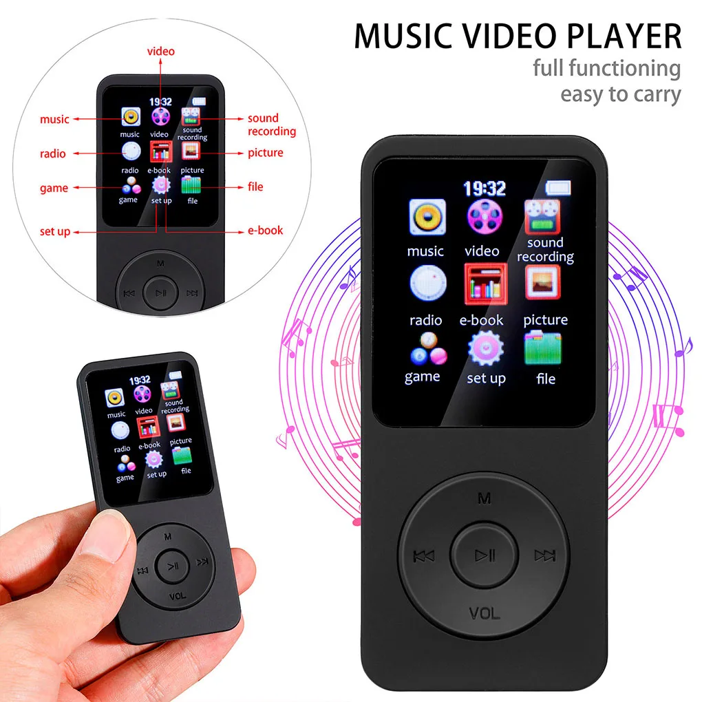 Music Players Student Bluetooth-compatible E-book Sport Video MP3 MP4 Radio Support Replacement for Windows XP/VISTA/Windows 8