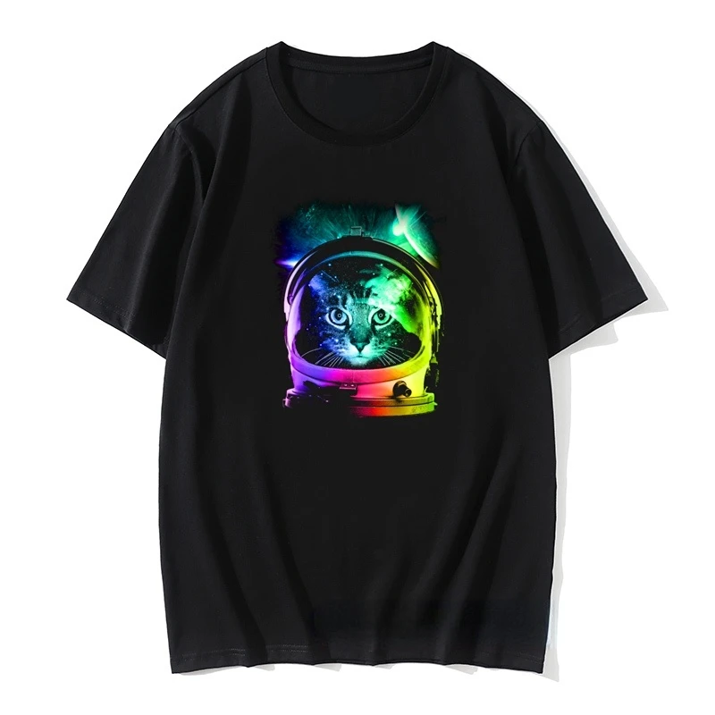 

Неоновая космическая кошка, горячая Распродажа, топы, футболка, одежда, наука, астронавт, кошка, забавная Мужская Винтажная Футболка