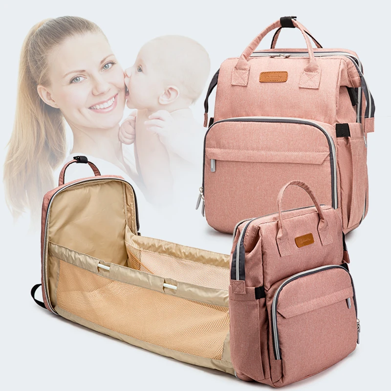 

Портативная складная сумка для детской кроватки, вместительный рюкзак для подгузников, водонепроницаемая дорожная сумка с USB-разъемом для ...