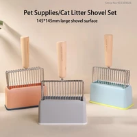 metal cat litter shovel with base cats cleaning supplies shit shoveling tool wooden handle shovels cat litter box accessories