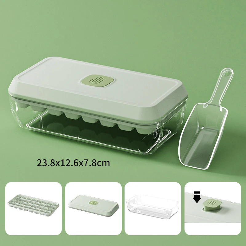 

Силиконовый лоток для льда 32 ячейки серый/зеленый