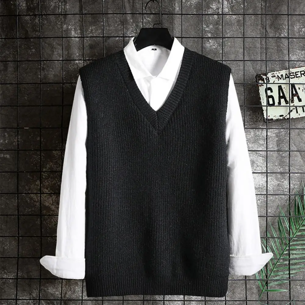 

Chic Men Sweater Elastic Keep Warm Friendly to Skin Anti-shrink Korean Style Spring Vest