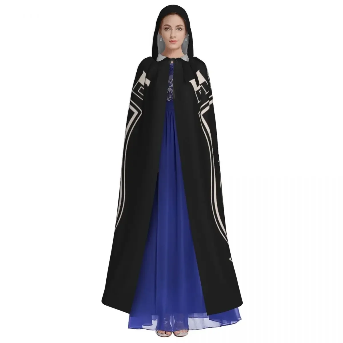 Черно-белая накидка с капюшоном и иллюстрацией головы орла для Хэллоуина косплея