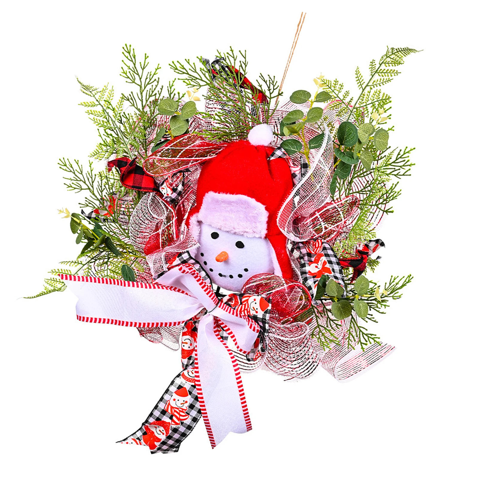

Рождественский венок, украшение, искусственная дверь, Рождественский венок, шелковая лента, снеговик, искусственные ветки, лист, Рождествен...