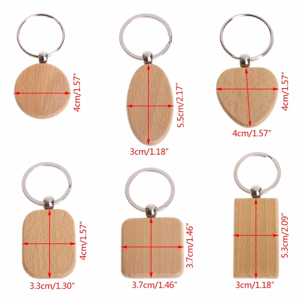 Wooden Keychain Charms Rectangular Circular Collectible Car Key Ring Pendant Bag Ornaments Accessories Party Souvenir Gifts images - 6