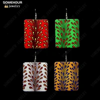 somehour african ankara fabric printed wooden drop earrings making afrocentric ethnic bohemian rectangle pendant dangle jewelry