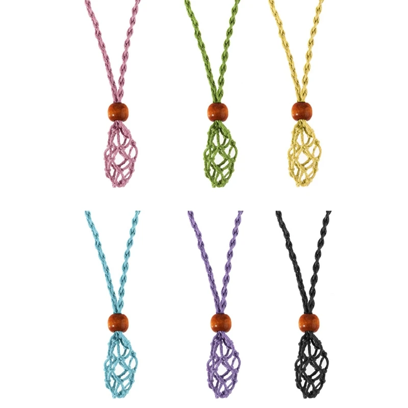 

Hot Necklace Cord Empty Stone Holder Raw Stone Replacement Net Bag Adjustable Length DIY Necklace Jewelry Making Accessories
