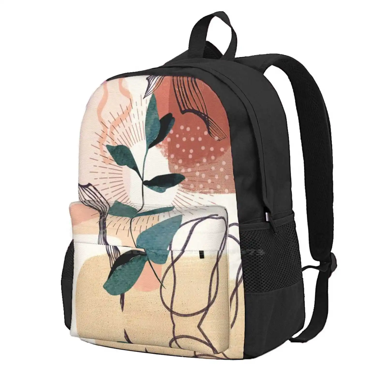 

Эвкалипт акварельная ветка абстрактный тропический бохо минималистичное искусство с теплыми земляными оттенками и пастельными цветами однотонные и мягкие