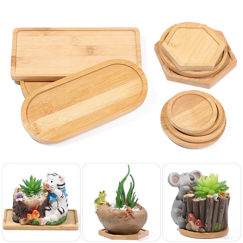 Простой Бамбуковый Поднос Круглый Квадратный Шестиугольный Горшок Для Растений