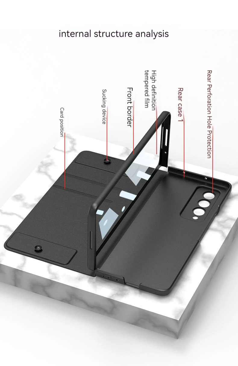 Чехол для телефона Samsung Galaxy Z Fold 5 4 кожаный флип-чехол-бумажник со встроенной