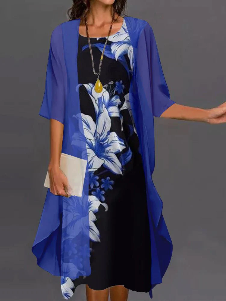 

Женское асимметричное платье из двух предметов, элегантное платье-трапеция с круглым вырезом и рукавом 2023, весна 7/4