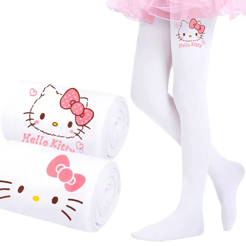 

Kawaii Sanrioss Anime HelloKittys Kids Pantyhose Spring Summer Thin Girls White Stockings Summer Girls Leggings KT Cat Stockings
