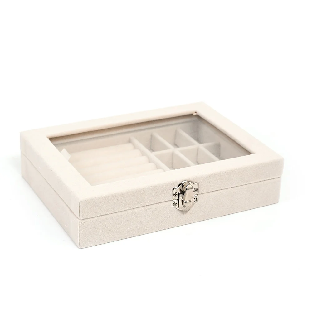 

Бархатный серый бокс для хранения украшений