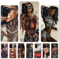 hot sexy sleeve tattoo girl case for samsung s21 s20 ultra s21fe cover for galaxy s10 5g s9 s8 plus s10e coque back shell